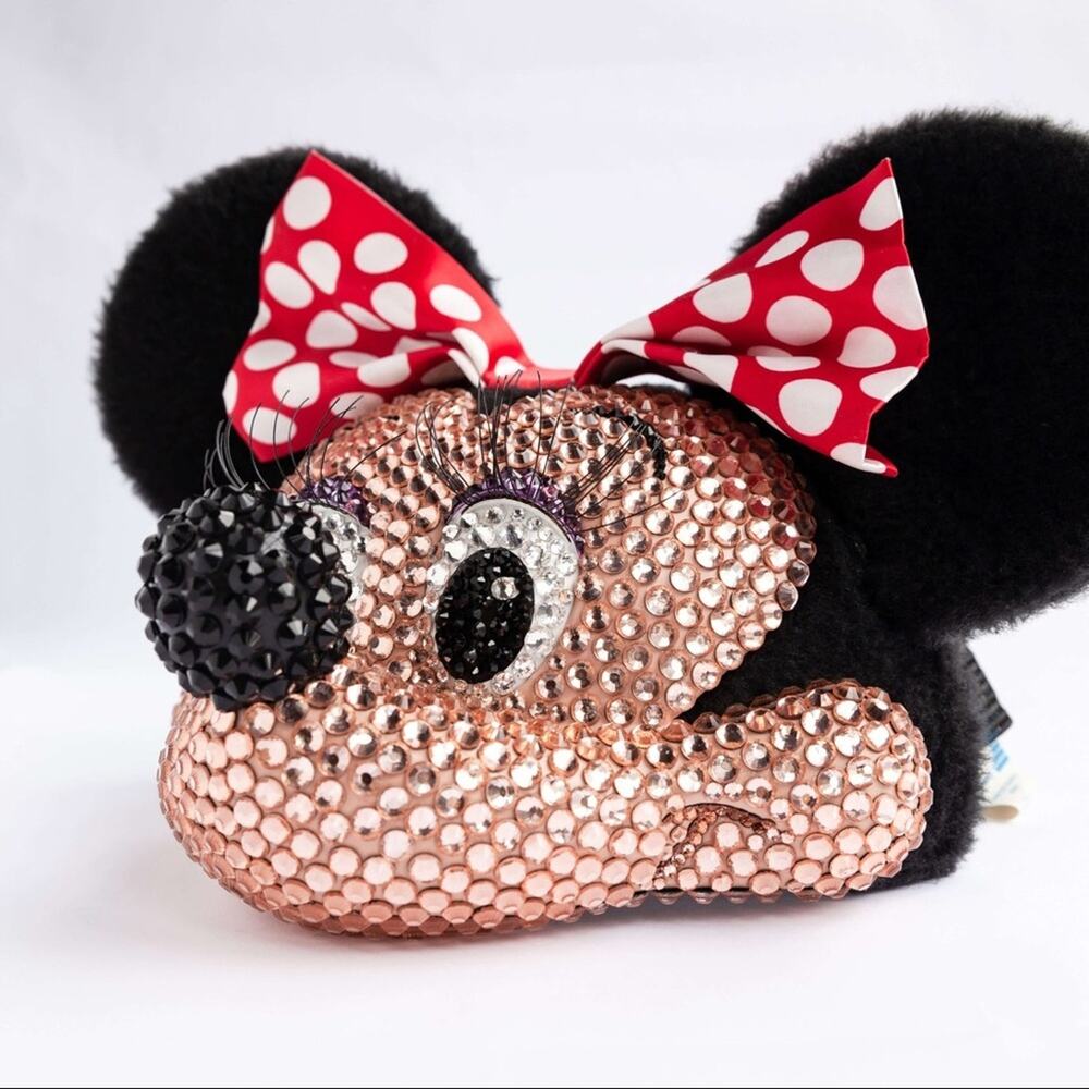 Upcycled Vintage 90s Minnie Mouse Disney Character Hat Bedazzled Rhinestones